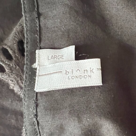 NEW Anthropologie Blank London Black Eyelet Cotton Top Large - Picture 9 of 11